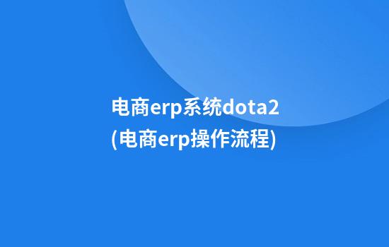 电商erp系统dota2(电商erp操作流程)