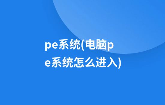 pe系统(电脑pe系统怎么进入)