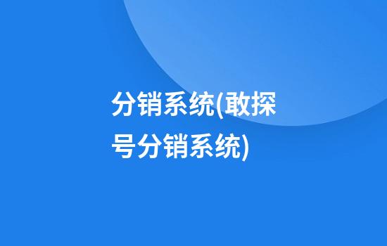 分销系统(敢探号分销系统)