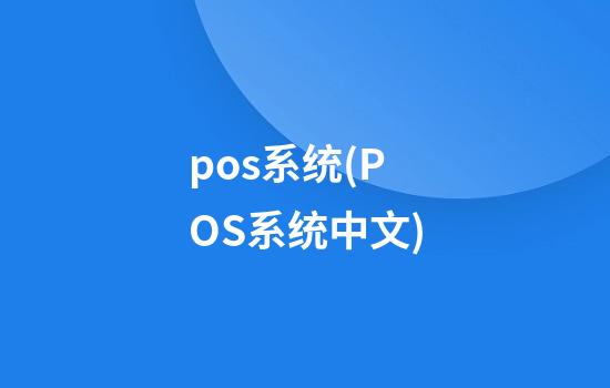 pos系统(POS系统中文)