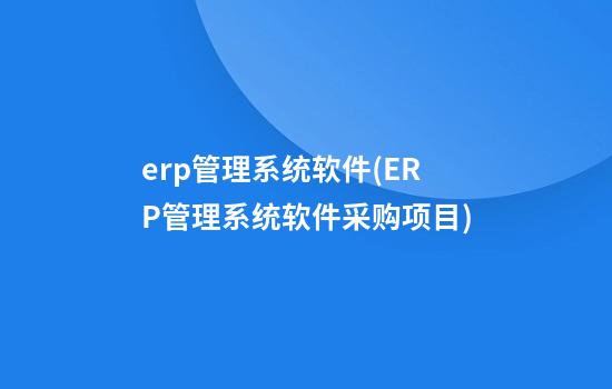 erp管理系统软件(ERP管理系统软件采购项目)