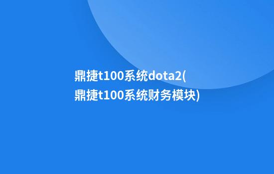 鼎捷t100系统dota2(鼎捷t100系统财务模块)