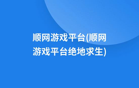 顺网游戏平台(顺网游戏平台绝地求生)