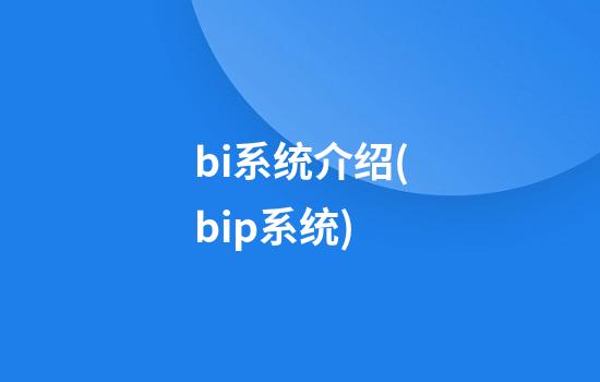 bi系统介绍(bip系统)